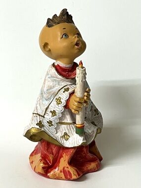 VTG Fontanini Italy Simonetti Resin Altar Boy with Candle Christmas Figurine 6.8